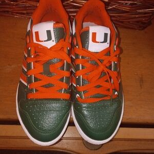 Adidas Univ of Miami official Collegiate Green and Orange basketball sneakers!